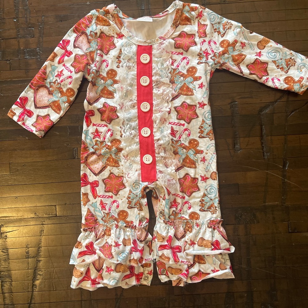 Girls gingerbread romper